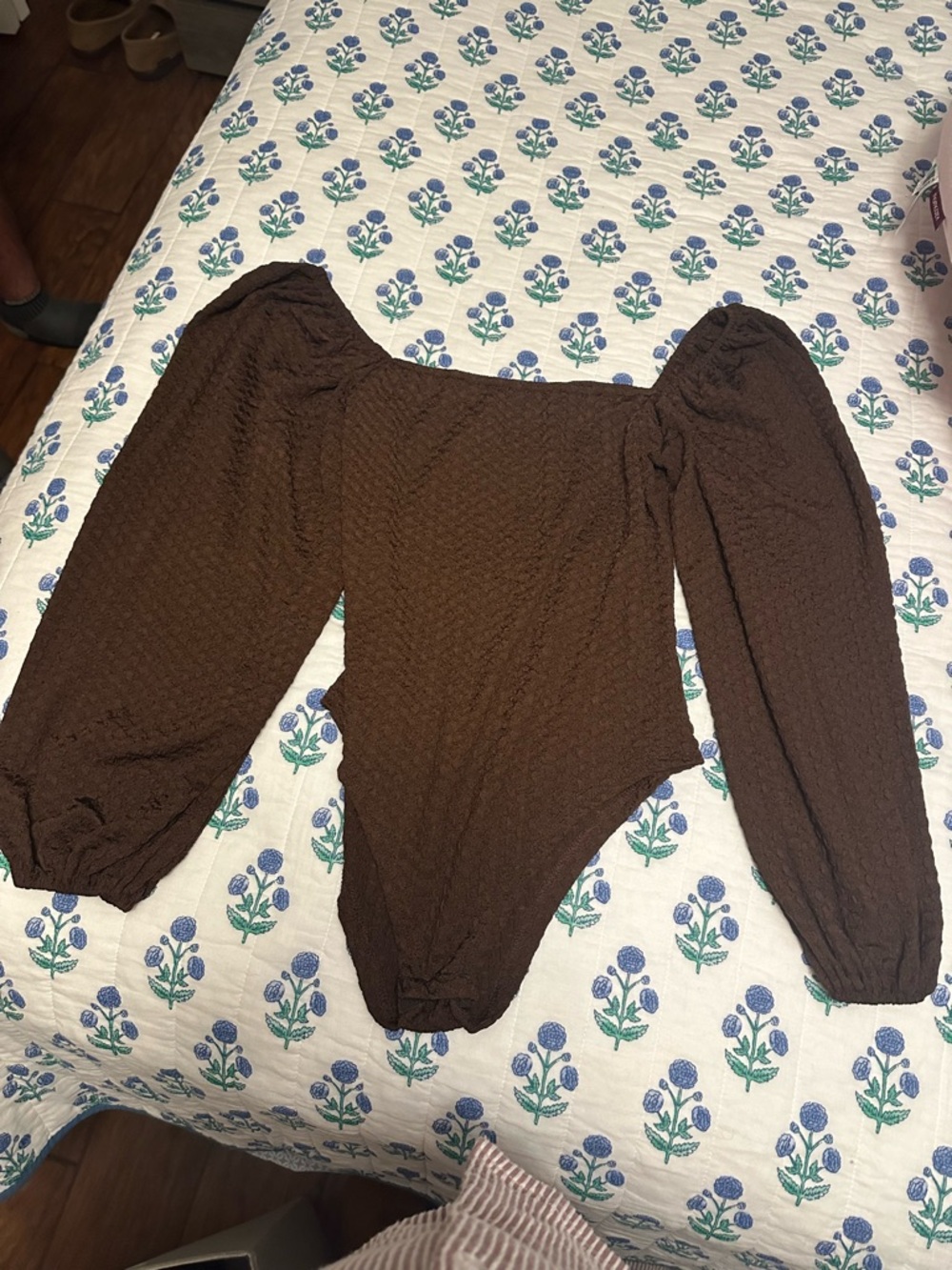 Brown Puff-Sleeve Bodysuit - Women